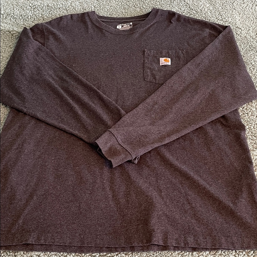Carhartt XL Tall Loose Fit Long Sleeve Crew Neck Chest Pocket No Stains or Flaws